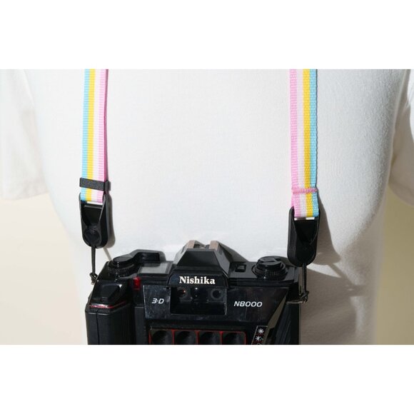 Small Adjustable Rainbow Pink Camera Strap 22-38" w/2x Peak Design Anchors - Picture 4 of 7